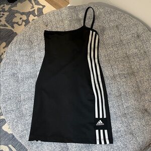 Frankie Collective Adidas One Shoulder Black Mini Dress with White Accents